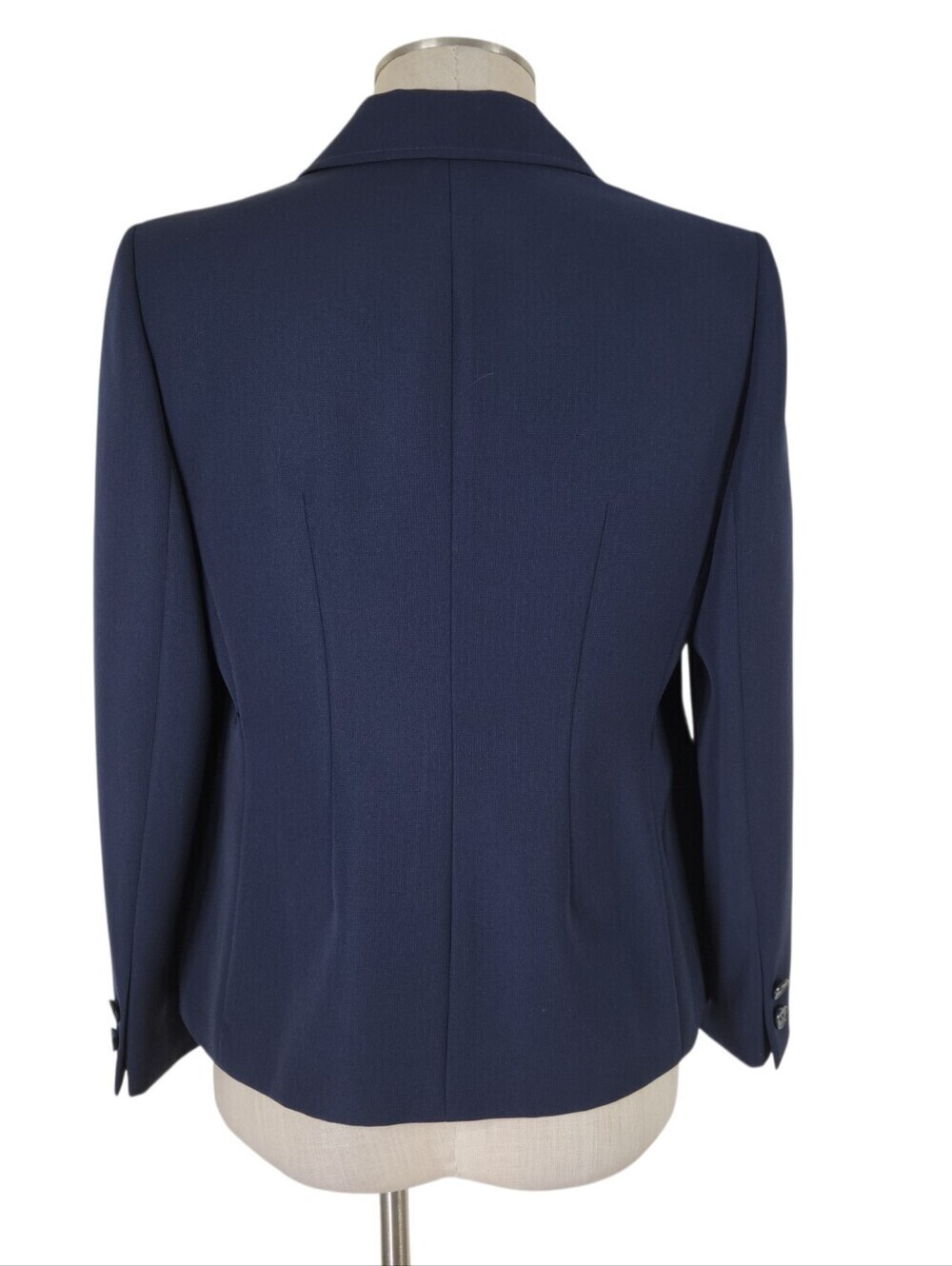 Kasper Blazer Size 10P Petite Navy Blue Button Flap Pockets 3 Button Lined - Picture 4 of 10